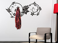 Wandtattoo Garderobe Ornament im Flur in schwarz