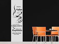 Wandtattoo Banner Kaffeesorten in der KÃ¼che