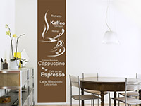 Kaffee Wandtattoo Banner Kaffeesorten im Esszimmer