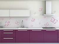 Schmetterlinge Wandtattoo Set in pink in der Küche