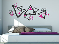 Retro Wandtattoo Ornament Dreiecke in schwarz und pink