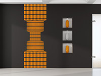 Retro Wandtattoo Banner 3D in orange im Flur