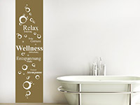 Wellness Wandtattoo Banner Wellness als dekorative Wandgestaltungsidee im Badezimmer