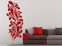 Retro Tropfen Wandtattoo Ornament in rot im Wohnzimmer