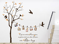 Wandtattoo Zweifarbiger Baum mit Fotorahmen und Spruch | Bild 2