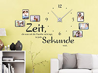 Wandtattoo Uhr Familienzeit mit Fotorahmen