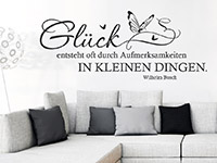 Wandtattoo GlÃ¼ck entsteht oft Zitat im Wohnzimmer