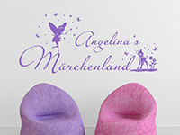 Mädchen Wandtattoo Märchenland mit Name in lavendel