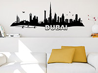 Skyline Wandtattoo Dubai im Wohnzimmer