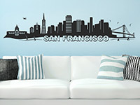 Skyline San Francisco als Wandtattoo auf farbiger Wandfläche