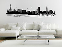 Skyline Wandtattoo Chicago im Wohnzimmer
