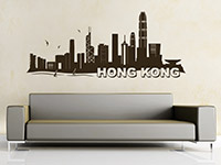 Skyline Wandtattoo Hong Kong im Wohnzimmer