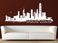 Hong Kong Wandtattoo Skyline in weiß