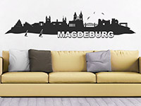 Skyline Wandtattoo Magdeburg im Wohnzimmer