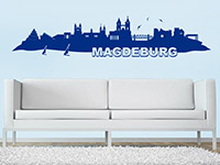 Magdeburg Skyline als Wandtattoo in Farbe