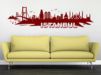 Istanbul Wandtattoo Skyline in rot auf heller Wand