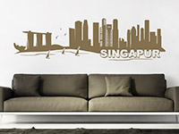 Skyline Wandtattoo Singapur im Wohnzimmer