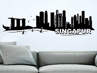 Singapur Skyline als Wandtattoo über dem Sofa