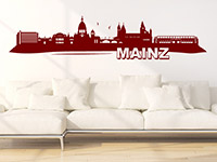 Skyline Mainz Wandtattoo in rot