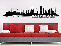 Skyline Wandtattoo Barcelona im Wohnzimmer