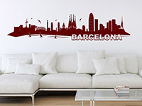 Skyline Barcelona Wandtattoo in Farbe