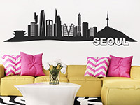 Skyline Wandtattoo Seoul im Wohnzimmer