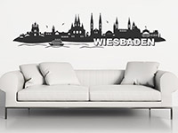 Skyline Wandtattoo von Wiesbaden auf heller Wand