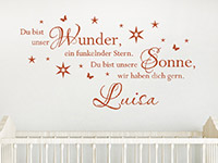 Wandtattoo Du bist unser Wunder Babyspruch im Kinderzimmer