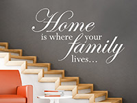 Spruch Wandtattoo Home is where your family in weiÃŸ