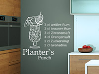 Wandtattoo Planter´s Punch Cocktail auf hellem Hintergrund