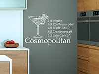Cosmopolitan Wandtattoo Cocktail auf hellem Hintergrund