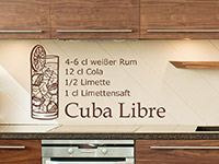 Cuba Libre Wandtattoo Rezept auf hellem Hintergrund