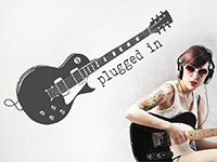 Gitarren Wandtattoo Plugged in als stylische coole Wanddekoration