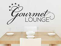 Elegantes Wandtattoo Gourmet Lounge auf heller Wand