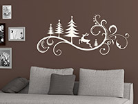 Weihnachtszierde Wandtattoo Ornament in beige auf dunkler Wand