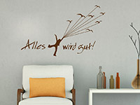 Wandtattoo Spruch Aalles gut im Wohnzimmer in braun