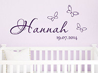 Wandtattoo Baby Name mit Schmetterlingen und Wunschdatum | Bild 2