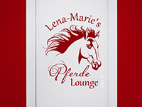 Traumhaftes Wandtattoo Pferde Lounge mit Wunschname auf der Tür