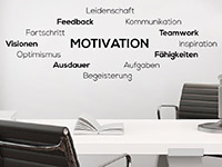 Büro Wandtattoo Motivation auf heller Wand