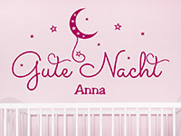 Wandtattoo Gute Nacht mit Wunschname im Kinderzimmer