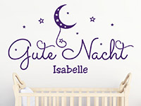 Baby Wandtattoo Gute Nacht mit Wunschname über dem Bettchen