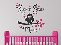 Wandtattoo Kleiner Spatz mit Wunschname