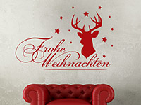 Wandtattoo Frohe Weihnachten mit Hirsch