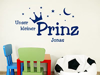 Jungen Wandtattoo Kleiner Prinz mit Name auf heller Wand