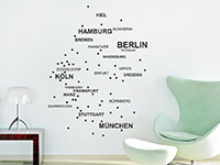 Wandtattoo Städte Deutschlandkarte