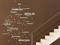 Städte Wandtattoo Deutschlandkarte in weiß