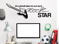 Wandtattoo Rockstar im Jugendzimmer über dem Schreibtisch