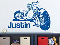 Wandtattoo Cooles Motorrad mit Name