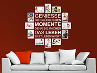 Fotorahmen Wandtattoo Glückliche Momente in weiß