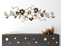 Wandtattoo Blumenornament im Wohnzimmer in braun